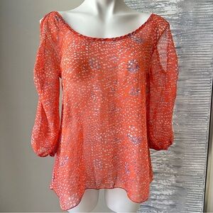 Final Touch Women's Orange Patterned Top Size S